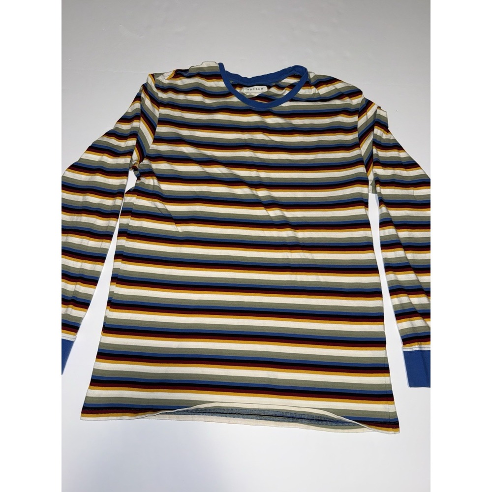 PacSun Women Medium Long Sleeve Shirt Multicolor Stripe Cotton Casual Preppy Too